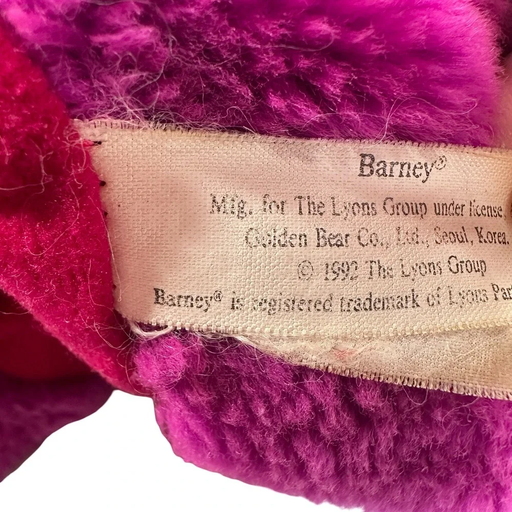 Vintage 1992 Barney the Dinosaur Plush 8